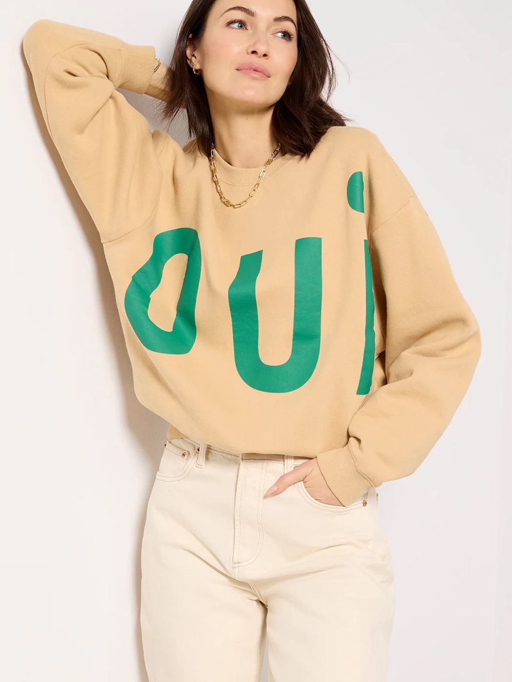 Clare V. Sand Oversized Crew Sweatshirt